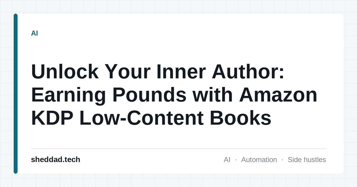 Unlock Your Inner Author: Earning Pounds with Amazon KDP Low-Content Books